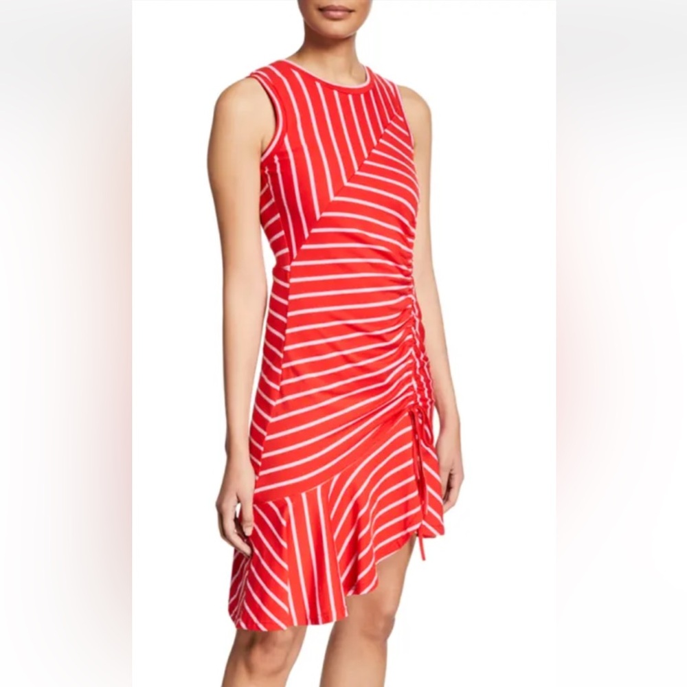 Parker Lucia striped sleeveless ruched knit dress size large